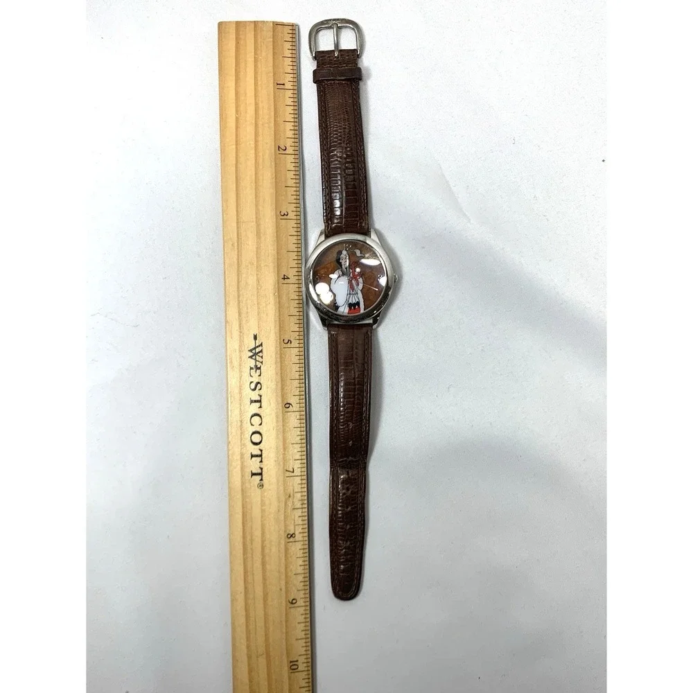 Disney Cruella DeVil Watch Marc Davis Leather Band NEW BATTERY Running w/Box